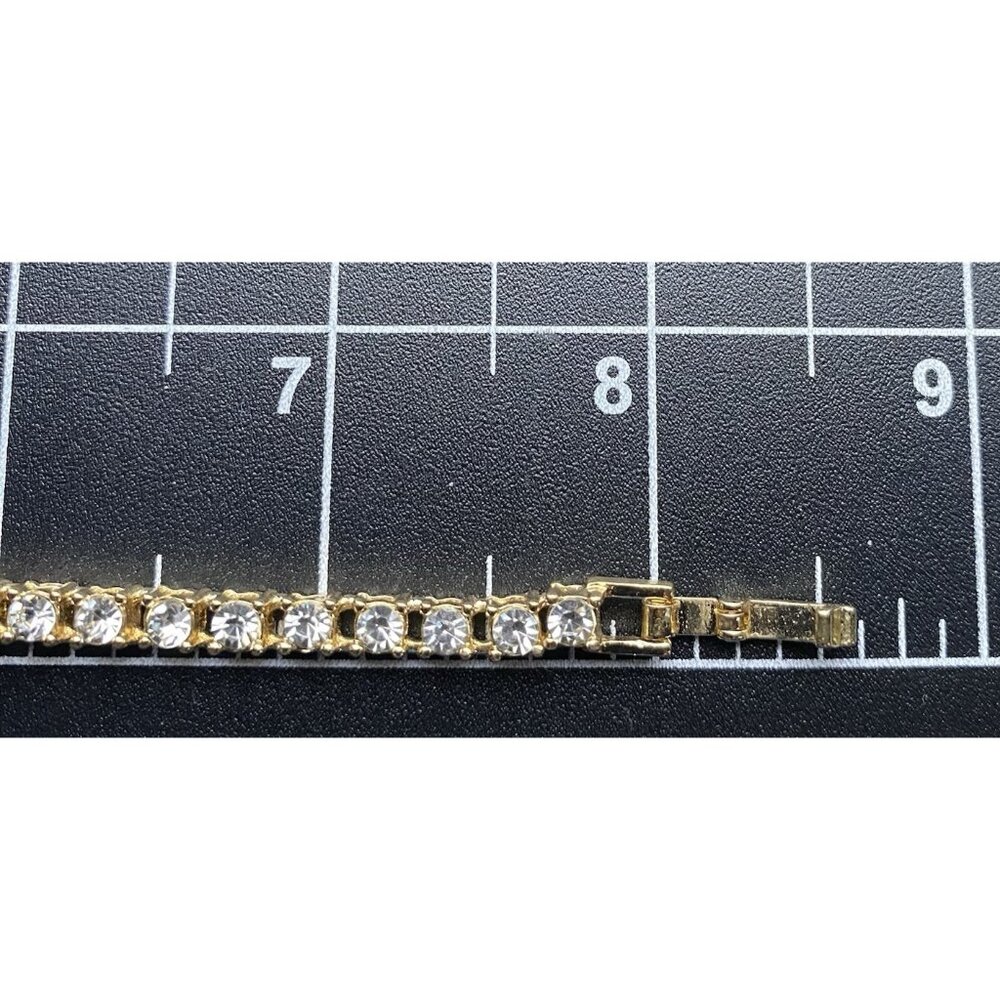 Necklace Bracelet Set 4 mm Tennis Yellow Gold Tone Solitaire CZ 21.5" 8"Hip Hop - Picture 4 of 6